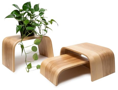 EWART trägolvväxtstativ inomhusträ för enkla planteringsställ, trä modernt blompodium tillverkat av valnöt, ek, aska, unik display för stora husväxter, piedestal set med 3
