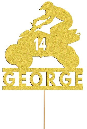 Personalised Quad Bike Cake Topper Custom ATV Bike Glitter Cake Decoration Any Name Any Age