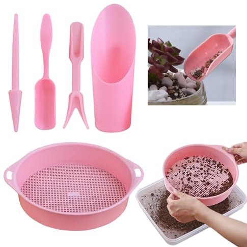 Mengger Setaccio da Giardino, 5 Pezzi Setaccio per Terreno Setaccio per Sabbia Setaccio Giardino Setaccio da Giardino Rotondo Setaccio Rotondo Setaccio Terreno Setaccio per Terriccio, Compost, Sementi