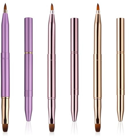 3 Pinceaux à Lèvres Rétractables à Double Extrémité Avec Capuchon Rouge à Lèvres Pinceau Contour Voyage Portable Applicateur Brillant à Lèvres Pour Accessoires Maquillage
