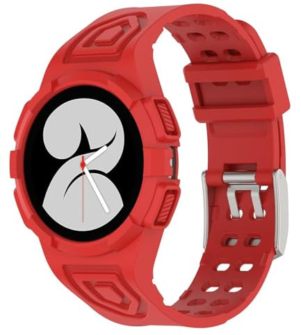 FTRONGRT Bracelet Compatible avec Samsung Galaxy Watch FE 40mm, Étui de Protection Souple et Sangle Conception Intégrée, Antidérapant Bracelet de Montre de Remplacement.Rouge