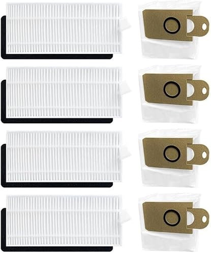 Daaxing 8 Staubbeutel für Honiture Q6 SE Roboter-Staubsauger, Ersatzzubehör, 4 Staubbeutel, 4 Hepa-Filter