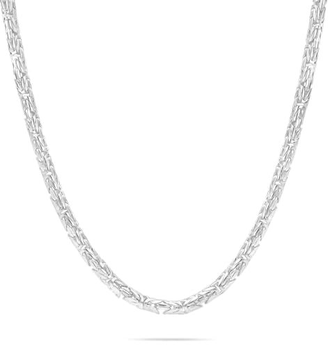 Tony Fein Königskette Rund 6 mm 925er Silber Gestempelt Massiv Diamantiert Hochglanzpoliert Karabinerverschluss für Damen und Herren Made in Italy