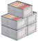 Aolawco 5 PCS Wardrobe Storage Organiser Set, 36x25x20cm Foldable Fabric Clothes Storage Boxes, Clothes Storage Organiser with Clear Window and Handle for Clothes, Books, Toys, Snacks