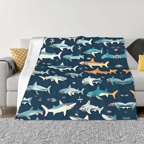 Ultraweiche Micro-Fleece-Decke mit Haifisch-Motiv, für Bettwäsche, Sofa und Reisen