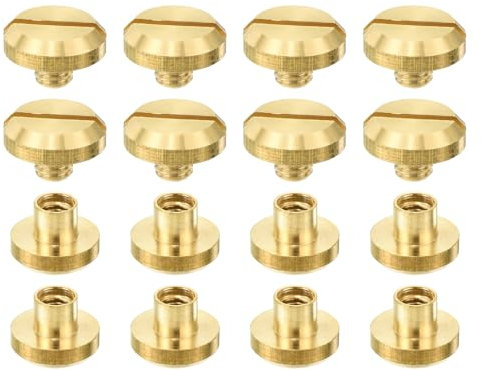 QUARKZMAN 8Pcs Rivet à Visser Vis en Laiton Chicago, 4mm Rivets en Cuir Concaves Vis de Ceinture Rivets de Fixation Clous pour la Maroquinerie Ceinture Jean DIY