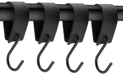 VOSSOT S-Haken Shape,10 Stück S Haken Mit Lederschlaufe,Haken für Kleiderstangen,Kleiderhaken mit Lederschlaufe,Fleischerhaken Garderobe,Garderobenhaken,Kleideraufhänger,Multifunktionshaken