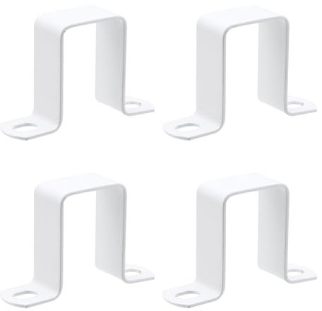 Nicerity 4Pcs Square Tube Strap Clamp Deck Fence Post Tie Bracket U Shape Pipe Clamp Bracket (White)