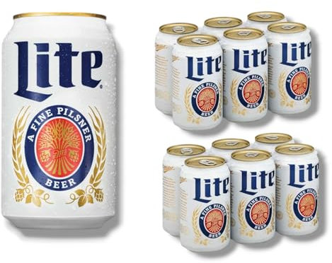 Miller Lite 12 x355ml- Kalorienreduziertes Leichtbier als amerikanisches Pils mit 4,2% Vol.- Inkl. Haus der Biere Berlin Bierdeckel
