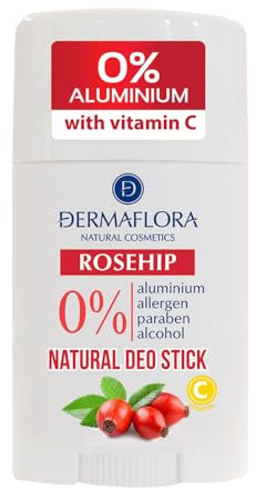 Dermaflora Rosehip with Vitamin C Gel Stick Deodorant – 50ml | Natural Gel Deodorant | Aluminum-Free, Paraben-Free, Antioxidant Protection for Sensitive Skin