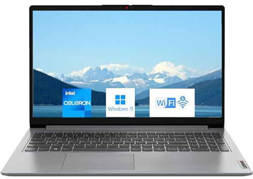 Lenovo Ideapad 1 Ordinateur portable, écran antireflet de 15,6, processeur Intel Celeron, 8 Go de RAM, stockage: 128 Go SSD + 128 Go eMMC, Windows 11 Home, 1 an Microsoft 365, Webcam, Wi-Fi