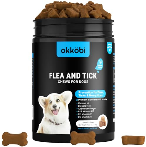 Flea & Tick Prevention Chews for Dogs – 150 Soft Chewables – Daily Dog Supplement for Natural Pest Defense & Comfort - Chicken