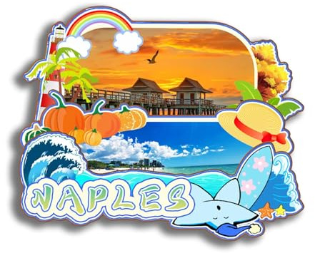 Dwutahcy 3D Wooden Fridge Magnet for Naples Florida USA City Travel Souvenirs Refrigerator Sticker Home Kitchen Decorations Gifts