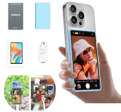 Shimbol CP5 Lite Vlog Selfie Monitor Screen, 5-inch 1080P Back Rear Camera Mirror, 50M Range One Click Connection for iPhone Selfies, Vlogs, Live Streaming (NO Touchscreen)