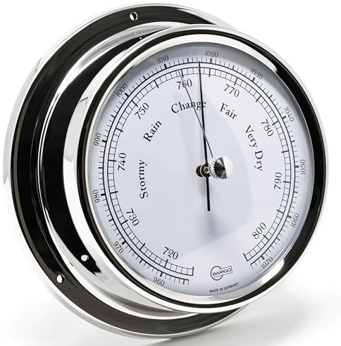 BARIGO 184RFPO REGATTA Barometer - 125 x 40 mm - mit Edelstahl-Gehäuse poliert - Made in Germany