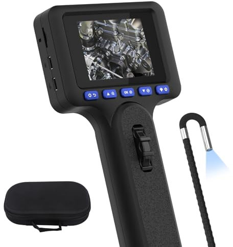 Endoskopkamera mit Licht 6,25mm Inspektionskamera Beweglicher Kopf, Teleskopkamera Kann mit Mobiltelefonen und Diagnosegeräten verbunden Werden IP67 Wasserdicht, 11 Sprachen, 1M