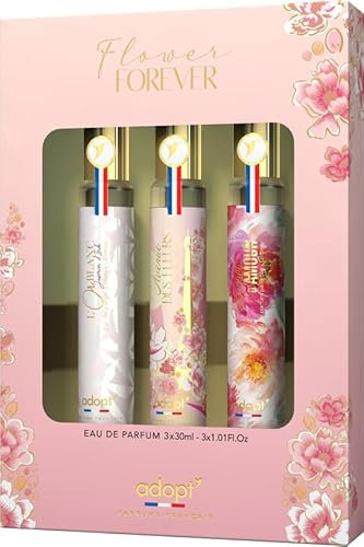 adopt FLOWER FOREVER 3 er Set, 3 x 30 ml Eau de Parfums für Damen | Parfum Geschenkset (3x30ml), zum verschenken, Florale Düfte, adopt:Damenduft