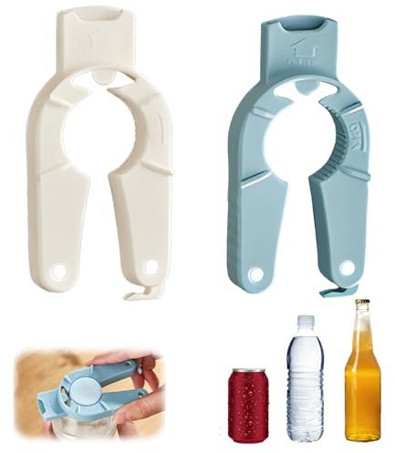 2Pcs Bottle Cap Openers, Easy Ring Pull, Suitable for Weak Hands, Seniors, Rheumatoid Arthritis, Ergonomic Lid Seal Opener, 3 in 1 Water Bottle Opener