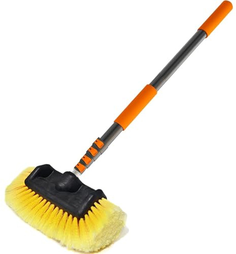 LAANPOLE 4.8m Car Wash Brush Long Handle, Telescopic Car Cleaning Brush with 30cm Soft Bristle, Car Washing Brush with Telescoping Pole for Caravan, Solar Panel, Conservatory, Boat