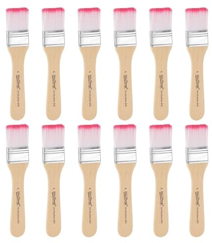 sourcing map 20pcs Small Paint Brushes 1 Flat Paint and Chip Nylon Brushes with Wooden Handle for DIY Art Painting Furniture Cabinet Fences Deck Wall Door Trim, Red