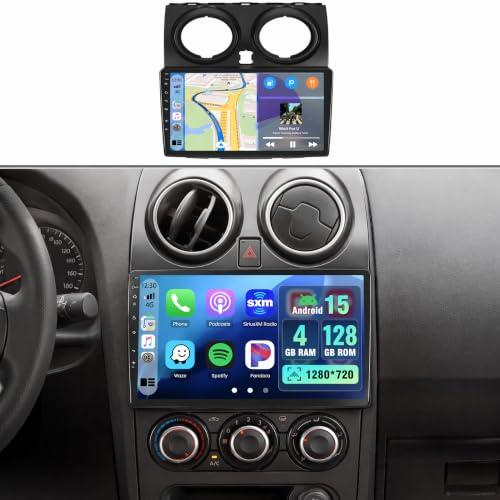 4+128G Android Autoradio mit Bildschirm für Nissan Qashqai J10 2006-2016 Wireless Carplay, Autoradio mit Navi 9 Zoll Incell Bildschirm Android Auto/FM/RDS/Rückfahrkam