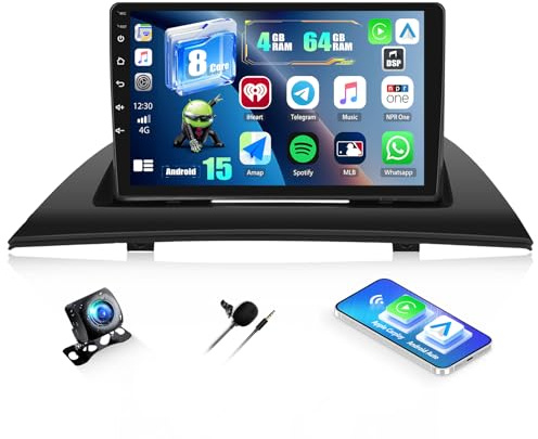 4+64G Android 15 CAMECHO Qualcomm 8-Kern Navi Autoradio für BMW X3 E83 2004-2010 mit Rückfahrkamera Canbus, 9 Wireless Carplay Bluetooth Radio mit Android Auto GPS WiFi FM/RDS DSP IPS Touchscreen