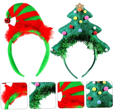 SMASOLO 2pièces Serre-tête De Noël Lot De Bandeau De Noël Décoration De Tête Accessoire De Cheveux Pour Fête Aléatoire