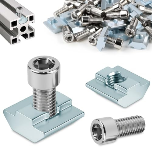 Sturiz 70pcs Nutensteine M5 Set 35 Stück T Nut Schiene M5 und 35 Stück Schrauben Serie 2020 Schiebemuttern Nutenstein T Nutmuttern Schiebemutter für Aluprofil Extrusionsschlitz Führungsschiene