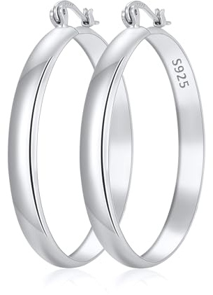 Halora Ohrringe Silber 925, Hypoallergene Creolen Silber 925 Damen Mittelgroß Schmuck Geschenke für Frauen 40mm