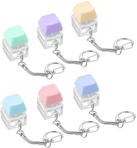 6Stück Tastatur Fidget Spielzeug Tastatur Schlüsselanhänger für Erwachsene Klick Schlüsselanhänger Lustig Bunter Fidget Tastaturs Clicker Mechanischer Schalter Schlüsselanhängers für Männer und Frauen