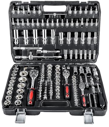 ARATERVIO Steckschlüsselsatz 172-teilig, 1/4, 3/8, 1/2 Knarrenkasten mit Umschaltknarre Chrom-Vanadium-Stahl Werkzeugkoffer mit Bits und Schraubendreher Professionelles Werkzeug-Set