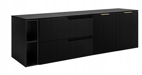 Rodan Moderne Möbel - Schrank Schwarz - Möbelstück - Bastelregal – Bastelplatte 160 x 57 x 46 cm