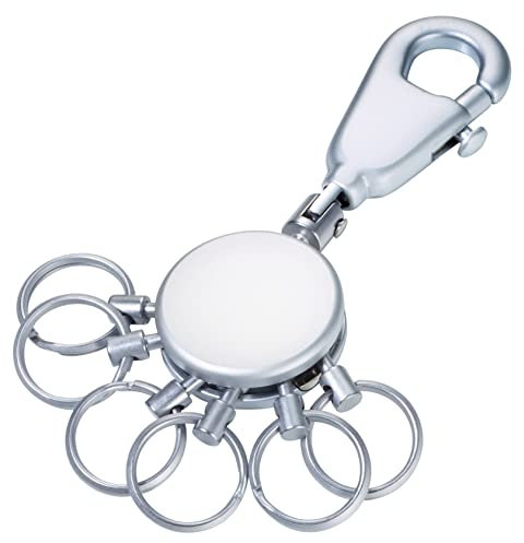 TROIKA PATENT SCHLÜSSELHALTER – KYR60/MC – rund, matt verchromt – Schlüsselanhänger mit Karabinerhaken – 6 ausklinkbare Ringe zur Schlüsselorganisation – das Original von TROIKA