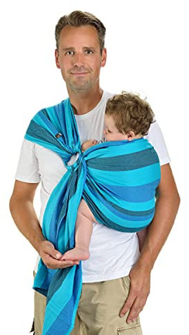 Hoppediz Ring-Sling, Baby-Tragetuch ab Geburt, 100 % schadstoffgeprüfte Baumwolle, Design Dublin