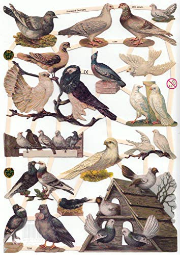 Glanzbild * Poesiebild * Oblaten * Tauben EF 7299