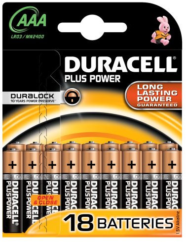 Duracell 18 Plus Power AAA Ministilo Pacco Scorta