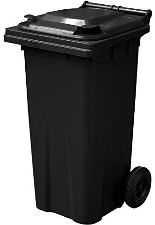Yellowshield 120 Litre Wheelie Bin - Grey, Smallest Household Size, EN 840 standard, Size 490 (w) x 555 (d) x 1005 (h) mm