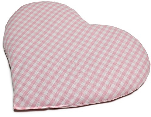 GIRAFFENLAND Rapssamenkissen Herz ca. 30x25cm - Bio Stoff rosa-weiß - Wärmekissen - Körnerkissen - Ein charmantes Geschenk