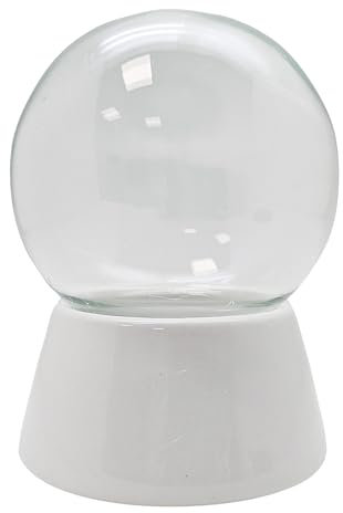 40019-80mm Do it Yourself Schneekugel mit Glaskugel und Porzellansockel - Schüttelkugel individuell Bastelset Glitzerkugel selbermachen