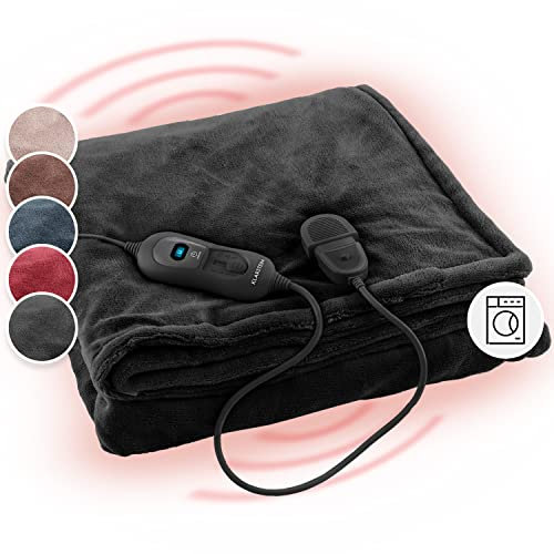 KLARSTEIN Couverture Plaid Chauffante 2 Places électrique XL 180x130 cm, Couette Lavable Machine 120W, 3 Températures, Minuterie 3H, Surmatelas sans Fil Canapé et Lit