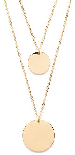 Happiness Boutique Collana Strati Cerchio Placcata Oro | Collana Doppio Filo Pendenti Dischi Circolari