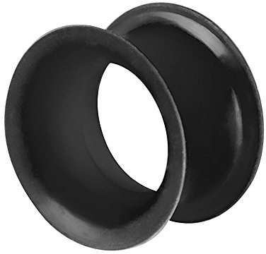 Piercingfaktor Flesh Tunnel Ohr Plug Piercing Silikon Hoher dünner Rand Flexibel Weich Rund Creole Farbig Bunt 6mm Schwarz