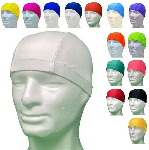 Gorros de natación Profesionales de Licra hipoalergénico sin látex ni Silicona – Gorro de Piscina Unisex - Acquagym para Adultos y jóvenes - Cantidad 1-20 - 50 Piezas (Cantidad 1 Pieza, Blanco)