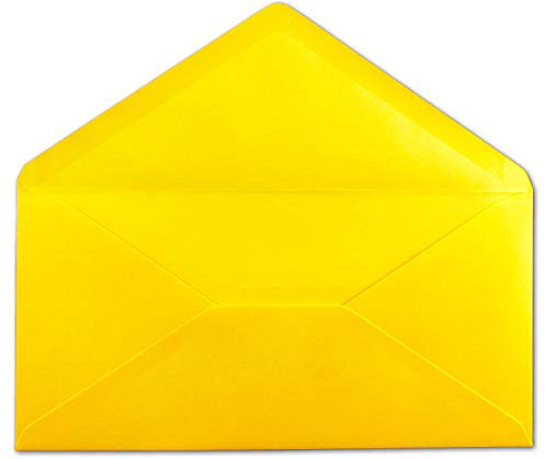 Glüxx-Agent 1000 DIN Lang Briefumschläge Honiggelb 22 x 11 cm -120 g/m² Nassklebung Post-Umschläge ohne Fenster ideal für Weihnachten Grußkarten Einladungen