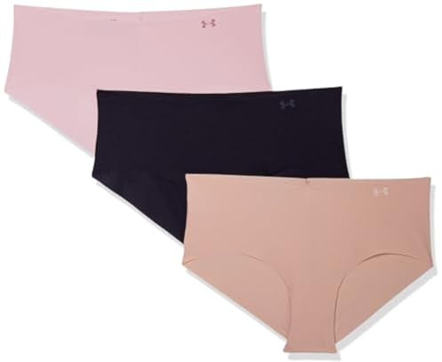 Under Armour Lot de 3 Culottes Hipster Invisibles en Pur Stretch pour Femme, Confort Toute la journée et Coupe Ultra Douce, Noir (004)/Rose foncé, Large