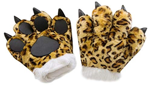 NUOBESTY Pelzige Pfoten Cosplay Leopard Klaue Handschuhe Tiere haarige H?nde pelzigen Werwolf haarige Kostüm Handschuhe Trick Requisiten für Karneval Party Favors 1pc Pfote Handschuhe