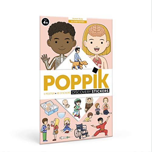 Poppik DIS011 Discovery-Aufkleber Menschlicher Körper, ab 4 Jahren, Lernposter Kit