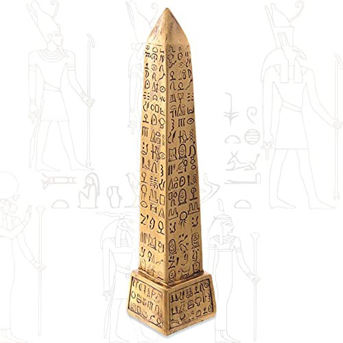 mtb more energy Deko Figur ''Ancient Obelisk'' - goldene Säule mit ägyptischen Hieroglyphen - Höhe 22 cm - Dekoration Ägypten Statue Aufsteller