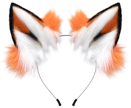Handgefertigtes katzenohren Fuchs Wolf Ohren Halloween Kostüm Zubehör Damen und Kinder Orange