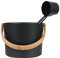Activane Luxurious Finnish Sauna Aluminum Bucket, Long Handle Spoon Set Matching Ladle Sauna Barrel, Perfect Props for Bathrooms, Saunas & Steam Baths (7L), black